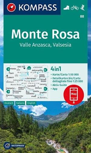 Kompass Wanderkarte: Kompass Wanderkarte Monte Rosa - Mair-Dumont - Books - Skompa - 9783991218883 - April 27, 2023