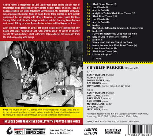 Charlie Parker · Cafe Society (+1 Bonus Track) (CD) [Limited edition] (2020)