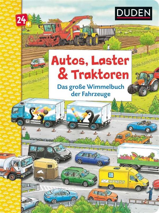 Cover for Christina Braun · Duden 24+: Autos, Laster &amp; Traktoren: Das große Wimmelbuch der Fahrzeuge (Board book) (2021)