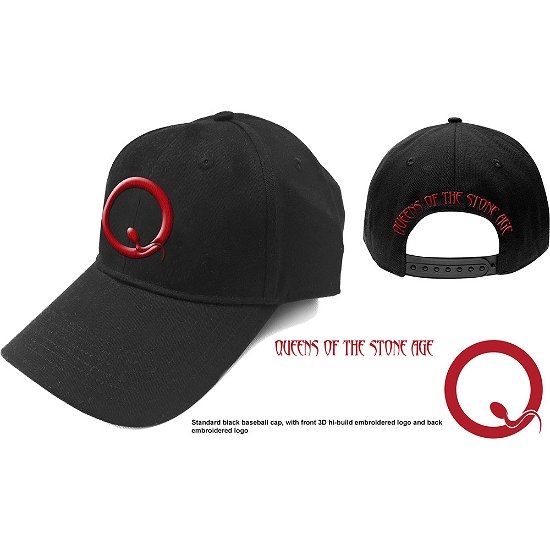 Cover for Queens Of The Stone Age · Queens Of The Stone Age Unisex Baseball Cap: Q Logo (TØJ) [Black - Unisex edition]