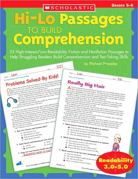 Hi/lo Passages to Build Reading Comprehension Grades 5-6: 25 High-interest / Low Readability Fiction and Nonfiction Passages to Help Struggling Readers Build Comprehension and Test-taking Skills - Michael Priestley - Książki - Teaching Resources - 9780439548885 - 1 lutego 2005