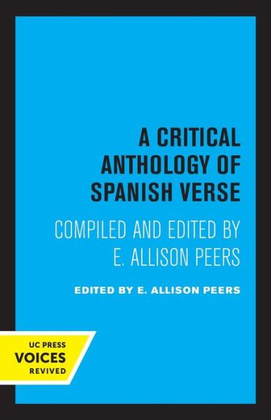 Cover for E. Allison Peers · A Critical Anthology of Spanish Verse (Paperback Book) (2022)