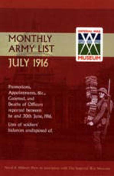 Cover for Press, Naval &amp; Military · Supplement to the Monthly Army List July 1916 (Paperback Book) (2003)