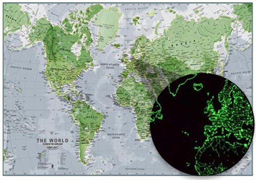 Maps International Glow In The Dark World Map - Maps International - Bøker - Maps International - 9781904892885 - 31. desember 2012
