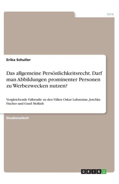 Cover for Schuller · Das allgemeine Persönlichkeits (Book)