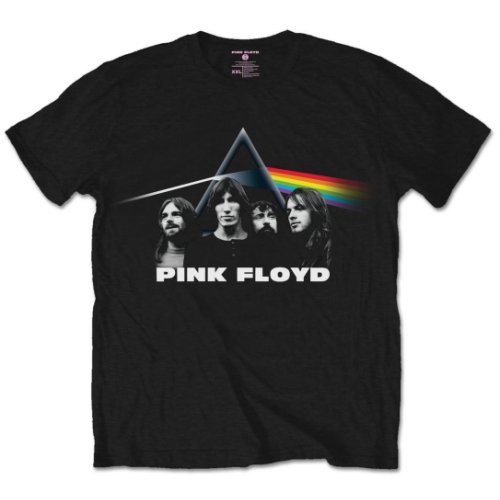 Pink Floyd Unisex T-Shirt: Dark Side of the Moon w/ Band - Pink Floyd - Produtos - Perryscope - 5055295340886 - 21 de janeiro de 2020