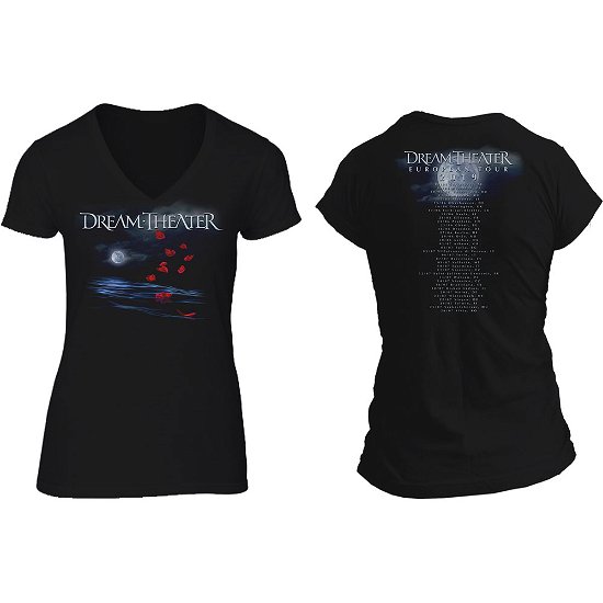 Cover for Dream Theatre · Dream Theatre Ladies T-Shirt: Rose Petals Moon (Back Print) (T-shirt) [size S] [Black - Ladies edition]