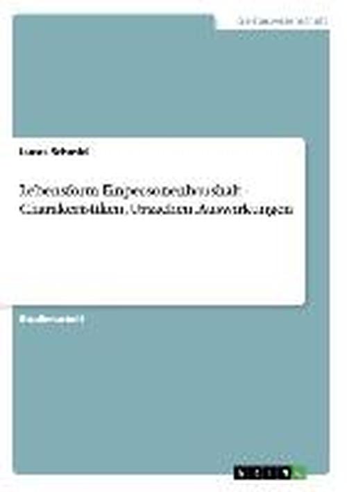 Cover for Schmid · Lebensform Einpersonenhaushalt - (Book) [German edition] (2007)