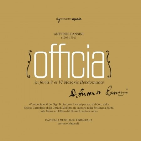 Cover for Pansini / Cappella Musicale Corradiana · Officia / in Feria V et Vi Maioris Hebdomadae (CD) (2019)