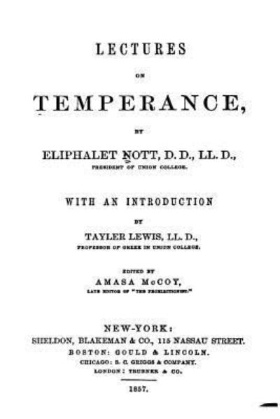 Cover for Eliphalet Nott · Lectures on Temperance (Paperback Book) (2016)