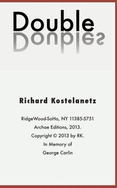 Cover for Richard Kostelanetz · Double Doubles (Paperback Book) (2013)