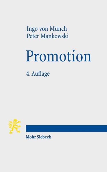 Cover for Ingo von Munch · Promotion (Paperback Book) [4., völlig neu bearbeitete Auflage edition] (2013)