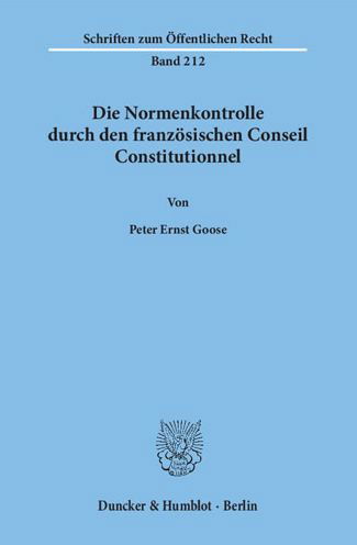 Die Normenkontrolle durch den fra - Goose - Books -  - 9783428028887 - May 8, 1973