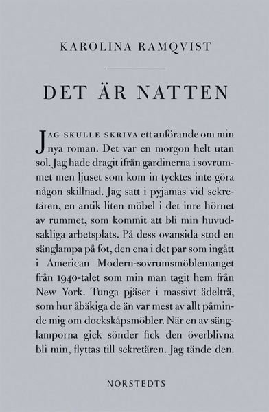 Cover for Karolina Ramqvist · Det är natten : författaren och den som skriver (Book) (2016)