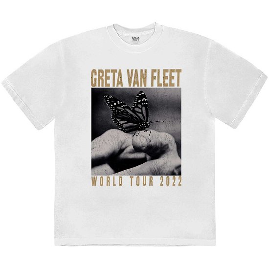 Greta Van Fleet Unisex T-Shirt: World Tour Butterfly - Greta Van Fleet - Koopwaar -  - 5056561093888 - 