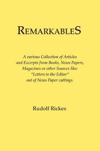 Cover for Rudolf Rickes · Remarkables (Paperback Book) (2007)