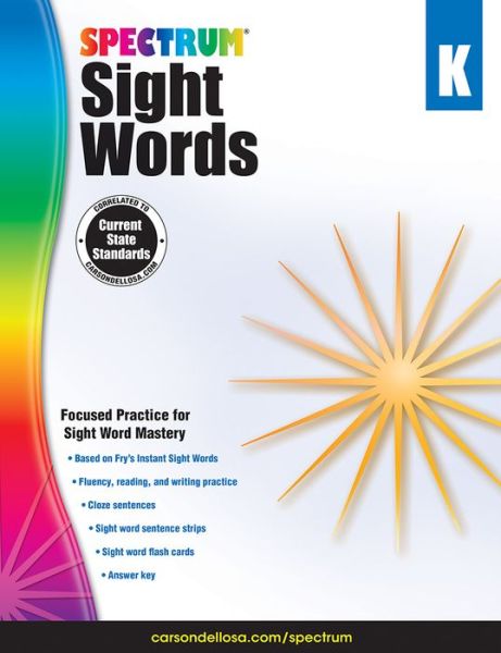 Spectrum Sight Words Grade K - Spectrum - Kirjat - Carson Dellosa - 9781483811888 - perjantai 15. elokuuta 2014