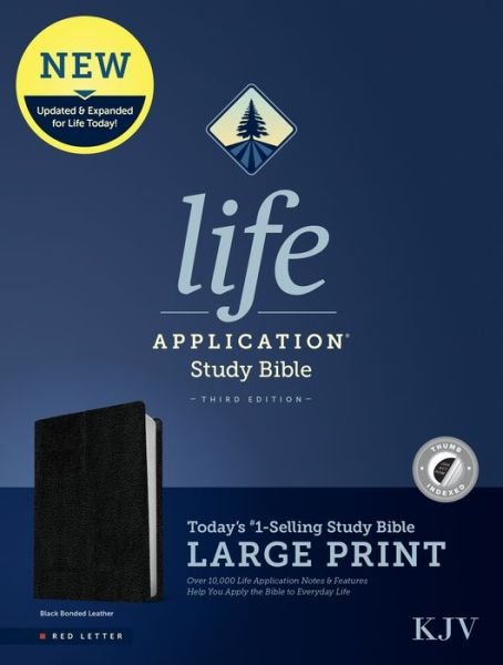 Cover for Tyndale · KJV Life Application Study Bible, Third Edition, Large Print (Red Letter, Bonded Leather, Black, Indexed) (Buch) (2021)