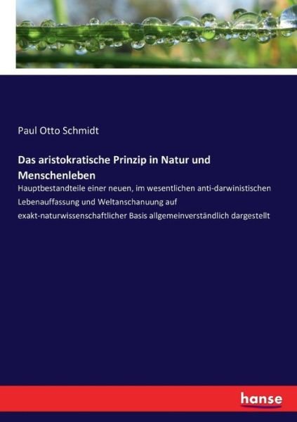 Cover for Schmidt · Das aristokratische Prinzip in (Book) (2016)