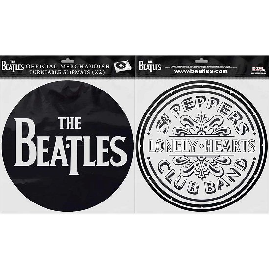 The Beatles Turntable Slipmat Set: Drop T Logo & Sgt Pepper Drum - The Beatles - Audio & HiFi - ROCK OFF - 5055339788889 - 