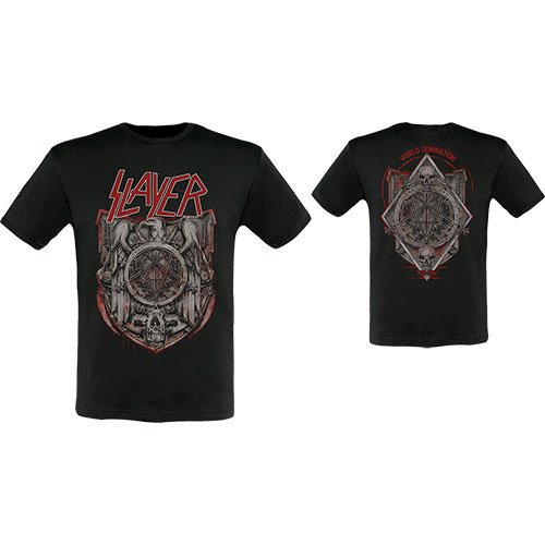 Slayer Unisex T-Shirt: Medal 2013/2014 Dates (Back Print / Ex. Tour) - Slayer - Merchandise - Global - Apparel - 5056170652889 - 