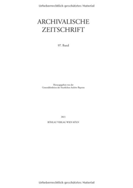 Cover for Vandenhoeck &amp; Ruprecht Verlage · Archivalische Zeitschrift 97 (Hardcover Book) (2021)