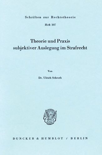 Cover for Schroth · Theorie und Praxis subjektiver (Buch) (1983)