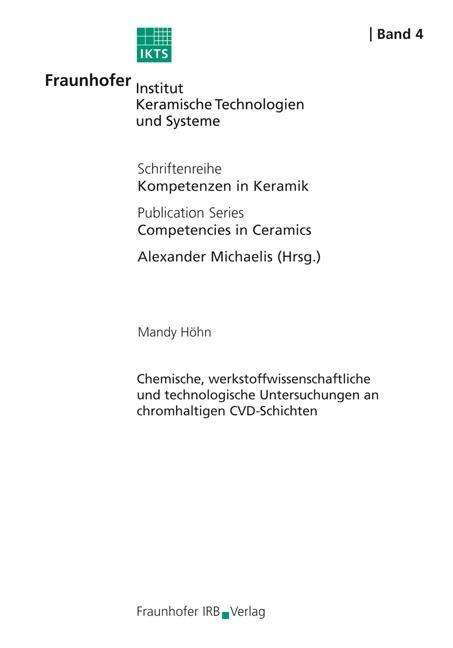 Chemische, werkstoffwissenschaftli - Höhn - Books -  - 9783816779889 - 