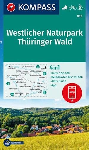 Cover for Mair-Dumont / Kompass · Kompass Wanderkarte: Westlicher Naturpark Thüringer Wald (Innbunden bok) (2023)