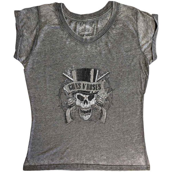 Guns N' Roses Ladies T-Shirt: Faded Skull (Burnout) - Guns N Roses - Koopwaar - Bravado - 5055979982890 - 