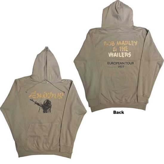 Bob Marley Unisex Pullover Hoodie: Exodus Mic Photo Wailers Tour 77 (Back Print & Hi-Build) - Bob Marley - Merchandise -  - 5056737235890 - 