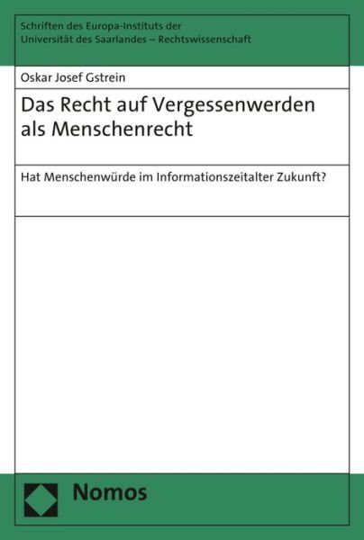 Cover for Gstrein · Das Recht auf Vergessenwerden a (Bok) (2016)
