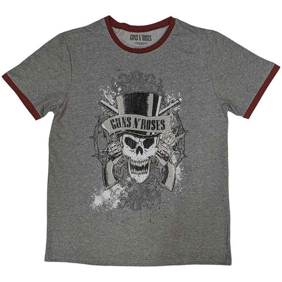 Guns N' Roses Unisex Ringer T-Shirt: Faded Skull - Guns N Roses - Merchandise -  - 5056737209891 - 
