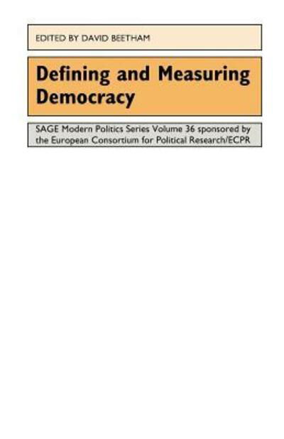 Cover for David Beetham · Defining and Measuring Democracy - Sage Modern Politics Series (Pocketbok) (1994)