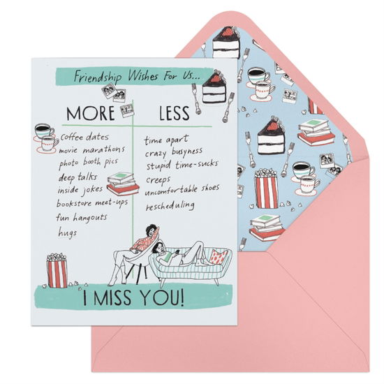 Cover for Julia Rothman · 6-Pack Em &amp; Friends Julia Rothman Miss You Friend More / Less Greeting Cards (Postcard) (2025)