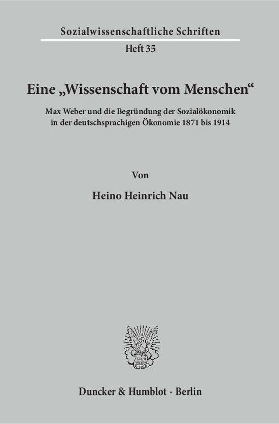 Cover for Nau · Eine &quot;Wissenschaft vom Menschen&quot;. (Book) (1997)