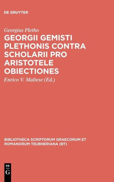 Georgii Gemisti Plethonis contra - Pletho - Books - K.G. SAUR VERLAG - 9783598715891 - 1988