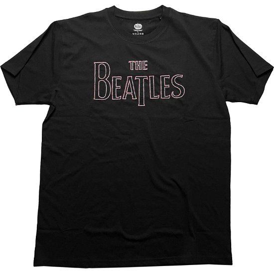 The Beatles Unisex T-Shirt: Drop T Embroidered (Embellished) - The Beatles - Koopwaar -  - 5056561052892 - 
