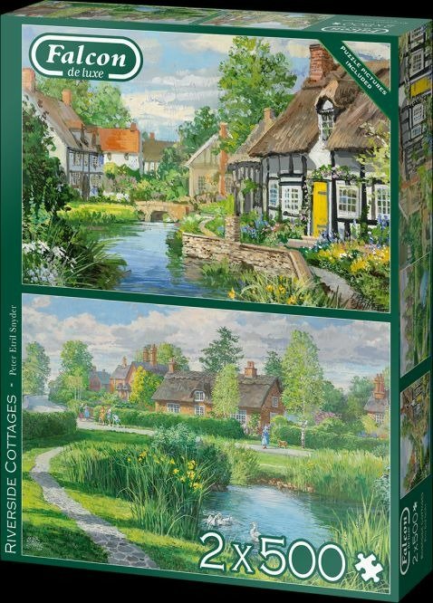 Cover for Falcon Puzzle · Riverside Cottages ( 2x 500 Pcs ) (Leketøy)