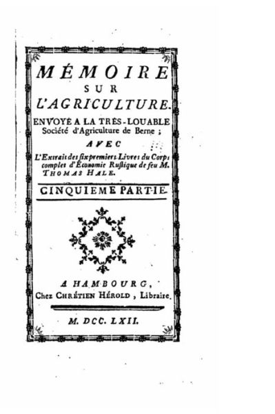 Memoire Sur L'agriculture - Thomas Hale - Books - Createspace - 9781517559892 - September 27, 2015