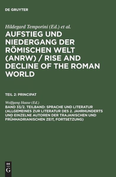 Cover for Hildegard Temporini · Aufstieg u.Nieder.röm.Welt.Abt.2/33/2 (Book) (1990)