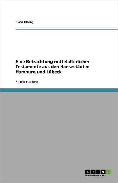 Cover for Oberg · Eine Betrachtung mittelalterliche (Book) [German edition] (2008)