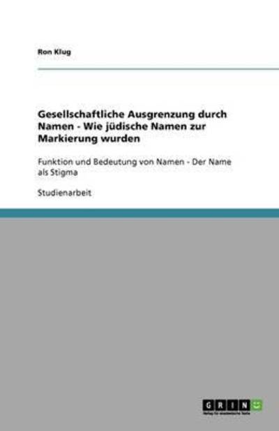 Cover for Klug · Gesellschaftliche Ausgrenzung durc (Book) (2010)