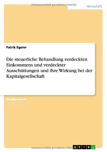 Cover for Egeler · Die steuerliche Behandlung verde (Book) [German edition] (2010)