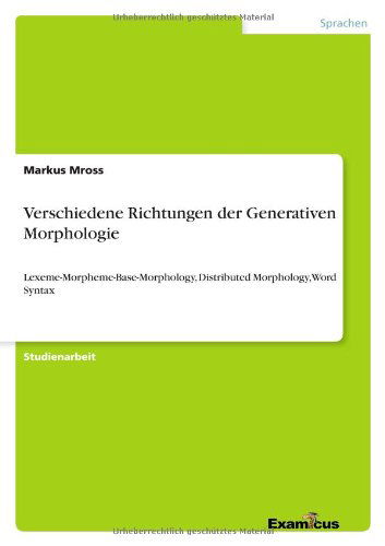 Cover for Mross · Verschiedene Richtungen der Gener (Paperback Book) [German edition] (2012)