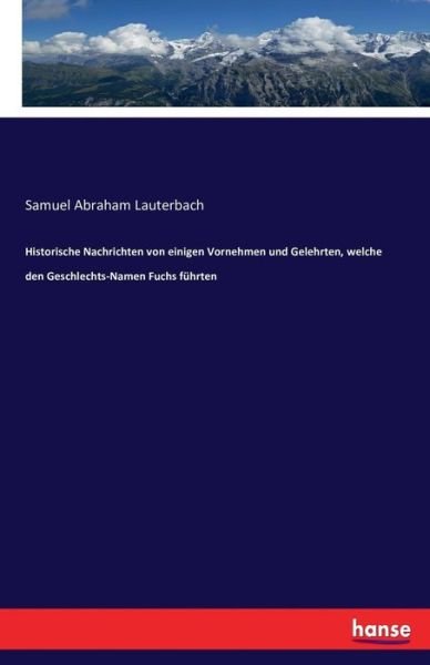 Cover for Lauterbach · Historische Nachrichten von (Buch) (2016)