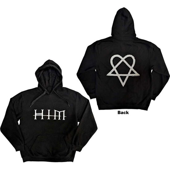 HIM Unisex Pullover Hoodie: Logo (Back Print) - Him - Marchandise -  - 5056737221893 - 