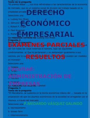 Cover for P Medardo Vasquez Galindo · Derecho Econ mico Empresarial-Ex menes Parciales Resueltos (Paperback Book) (2019)