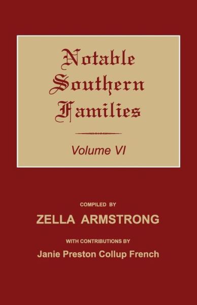 Cover for Notable Southern Families. Volume VI (Paperback Book) (2017)
