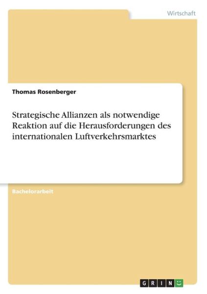 Cover for Rosenberger · Strategische Allianzen als (Book)